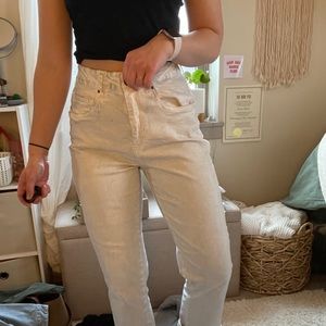 White straight leg jeans